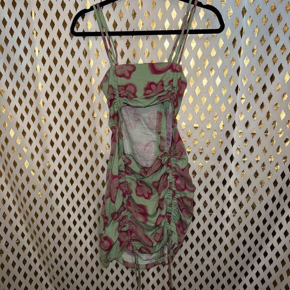 NWT Wild Fable Bodycon Dress floral green cut out size M - Picture 5 of 9